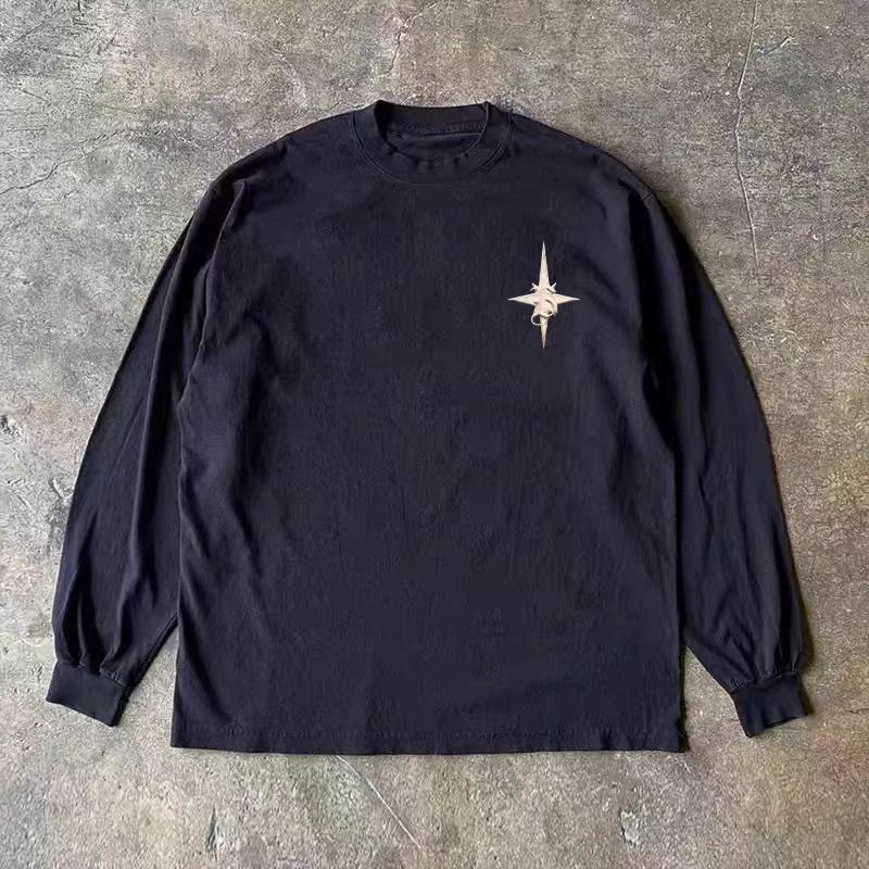 Japanese Brand Street fashion washed retro star pattern long sleeve tee Size US L / EU 52-54 / 3 - 2 Thumbnail