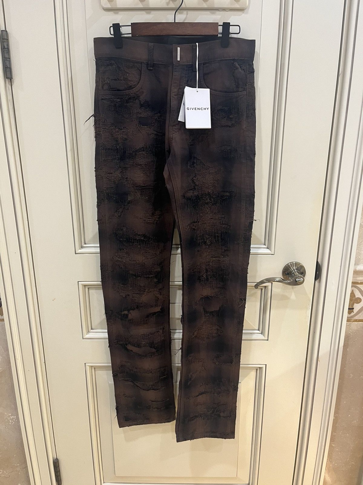 Givenchy boro distressed checker plaid denim pants,size46 Size US 28 / EU 44 - 4 Thumbnail