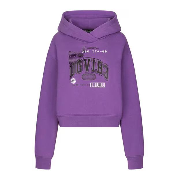 Dolce & Gabbana o1g2r1mq1024 Long Sleeved Cotton Jersey Hoodie in Purple Size S / US 4 / IT 40 - 1 Thumbnail
