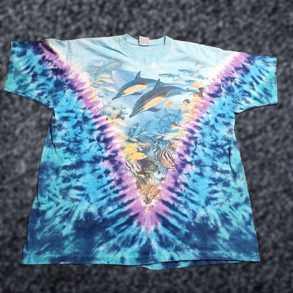 Liquid Blue VINTAGE Liquid Blue Tie Dye T Shirt Mens XL Blue 90s Hippie Ocean Dolphin Size US XL / EU 56 / 4 - 1 Thumbnail