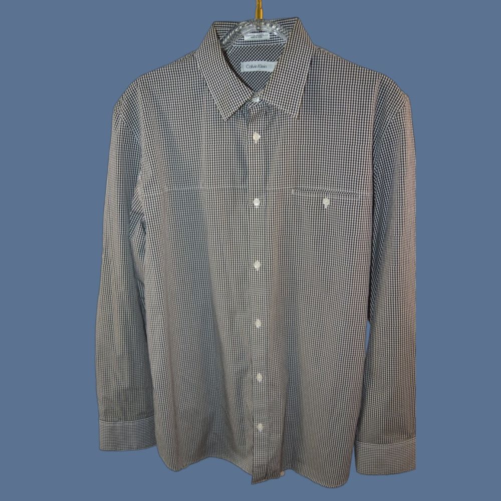 Calvin Klein CALVIN KLEIN Slim Fit Men’s Checked Button-Down Up Long Sleeve Shirt XL Size US XL / EU 56 / 4 - 1 Thumbnail