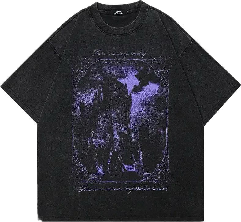 Japanese Brand Purple Graphic Horror Castle T Shirt Size US M / EU 48-50 / 2 - 1 Thumbnail