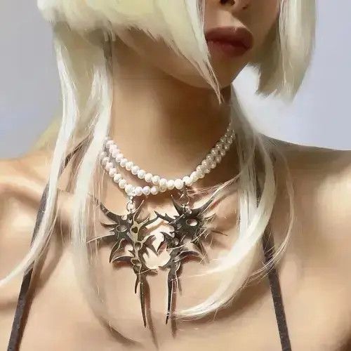 VIBE Electro Tribal Chain Spikes Silver Abstract Star Pop Fantasy Size ONE SIZE - 1 Thumbnail