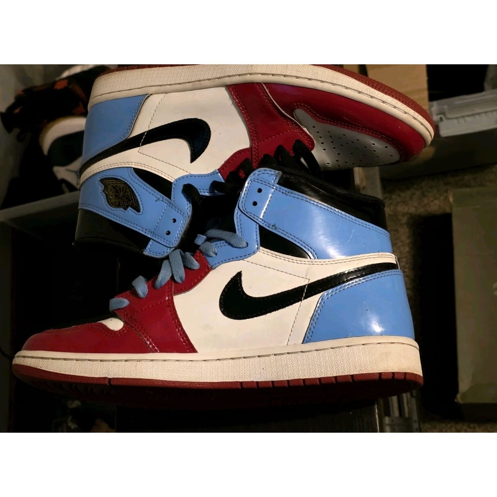 Jordan Brand Jordan 1 Retro OG High Fearless - Size 9.5 Men Basketball Sneaker White University Blue Varsity Red Black Patent Leather Nike Air Jordan 1 CK5666-100 Size US 10 / EU 43 - 2 Thumbnail