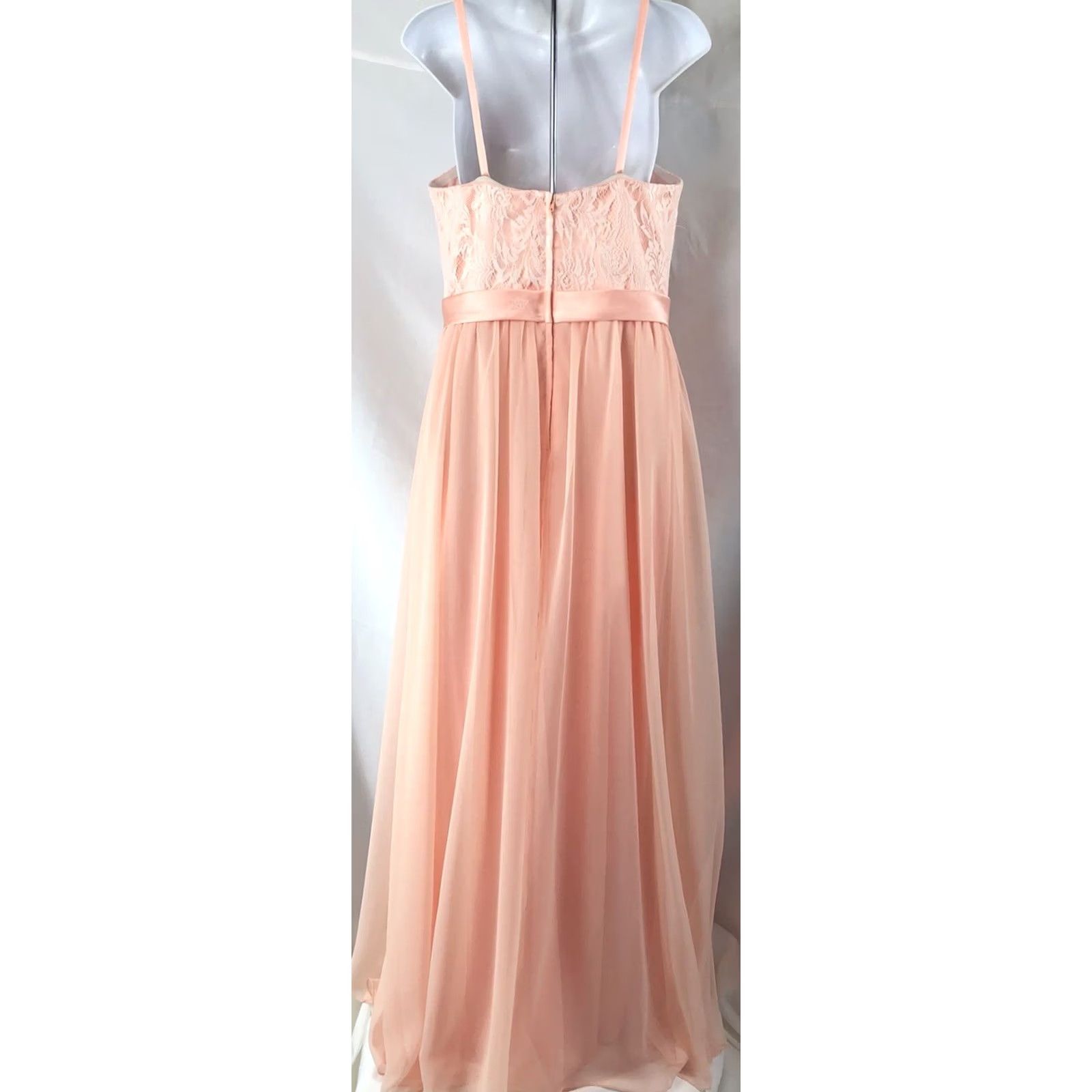 Vintage VINTAGE Halter Chiffon Dress Gown 12 Peach Lace Flowy Strappy Fairy Wedding Formal Prom Size XL / US 12-14 / IT 48-50 - 4 Thumbnail