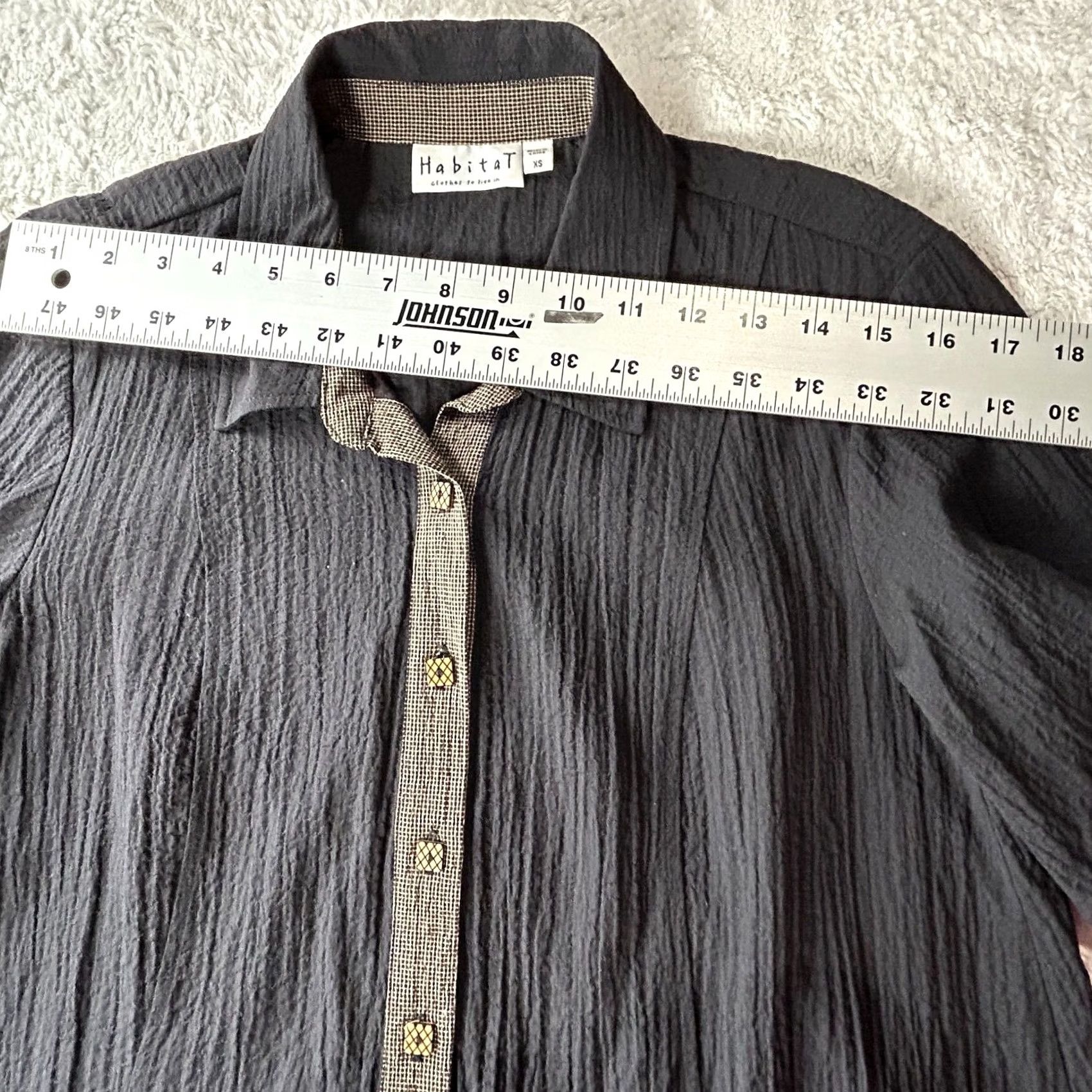 Habitat Habitat Womens Textured Crinkle A-Line Jacket Black XS Pockets Button-Front Size XS / US 0-2 / IT 36-38 - 7 Thumbnail