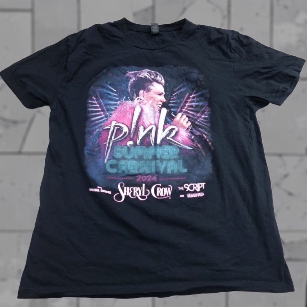 Pinko PINK Shirt T-Shirt Men L Black 2024 Carnival Tour Alecia Beth Moore USA Double-Sided Crew Neck Short Sleeve Size US L / EU 52-54 / 3 - 1 Thumbnail