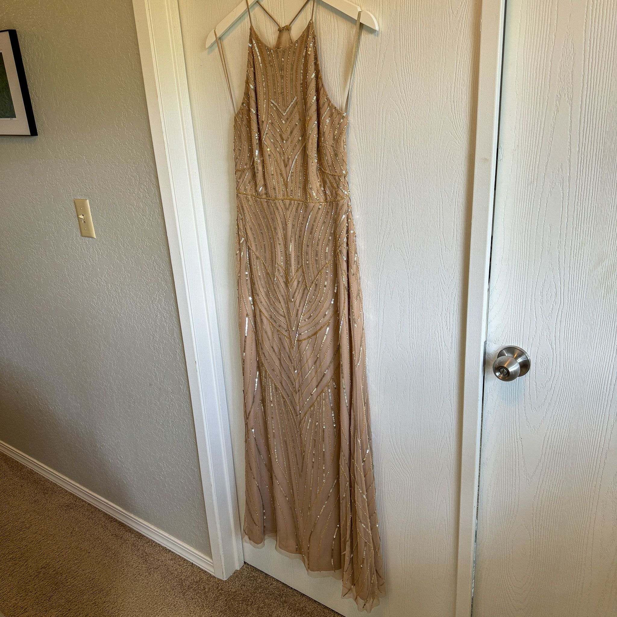 Adrianna Papell Art Deco Beaded Gown Size XS / US 0-2 / IT 36-38 - 2 Thumbnail