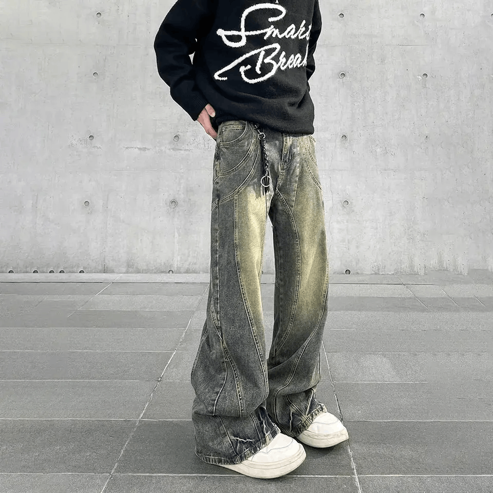 Designer × Japanese Brand × Jean Baggy Flared Leg Striped Rusty Jeans Size US 28 / EU 44 - 1 Thumbnail