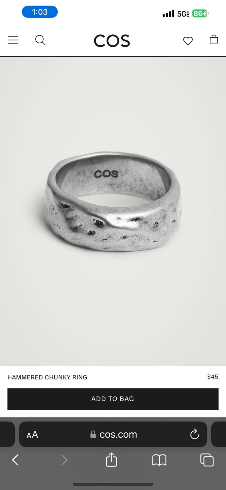 Cos COS Hammered Chunky Ring Size ONE SIZE - 1 Thumbnail