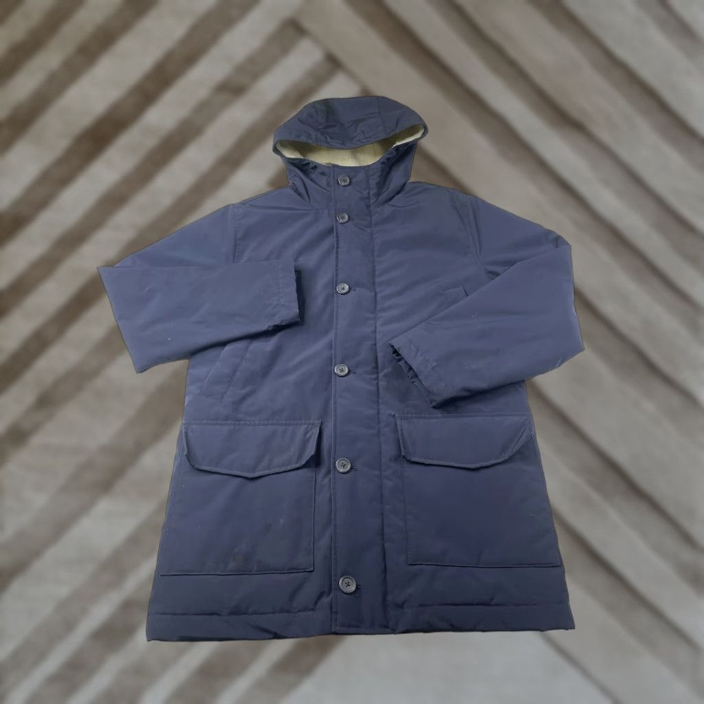 J.Crew J. Crew Parka Jacket Navy Blue Mens Small Hooded Water Resistant Zipper Button Pockets Full Zip Sherpa Lined Winter Coat Size US S / EU 44-46 / 1 - 1 Thumbnail