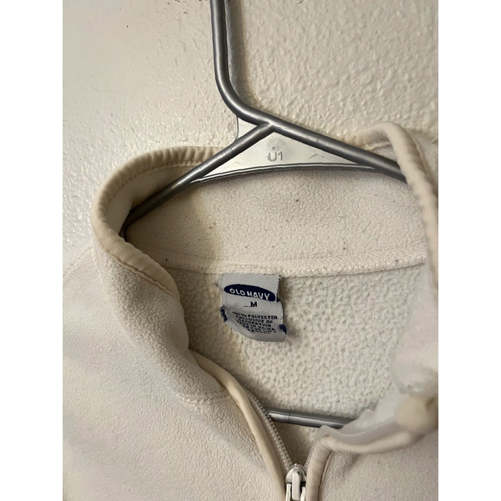 Old Navy Old Navy Women's Medium Lightweight Ivory Fleece Full Zip Jacket Size M / US 6-8 / IT 42-44 - 3 Thumbnail
