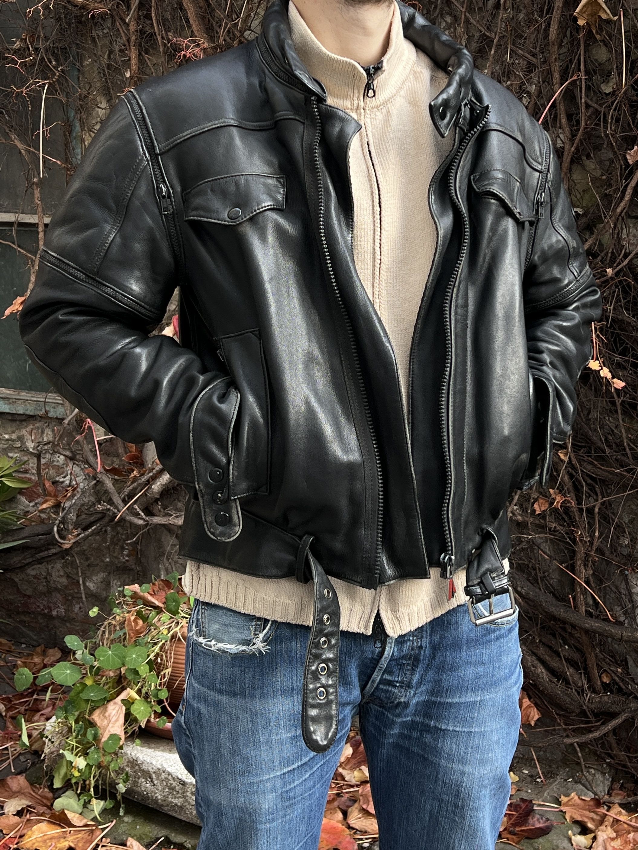 If Six Was Nine Rare Asymmetric rick owens type leather bomber racing jacket Size US M / EU 48-50 / 2 - 10 Thumbnail