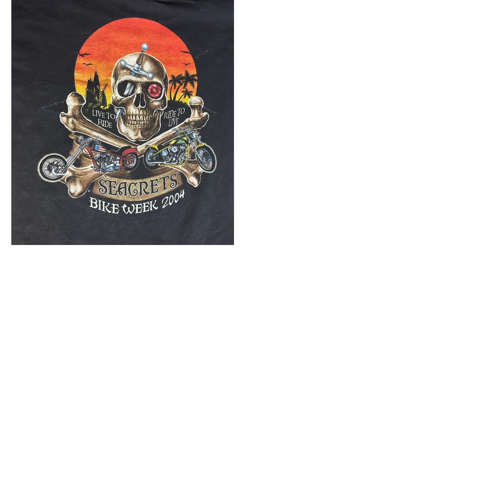 Gildan VINTAGE Gildan T-Shirt Seagrets Ocean City Jamaica USA Bike Week 2004 Black Short Sleeve Men M XS? Size US M / EU 48-50 / 2 - 11 Thumbnail