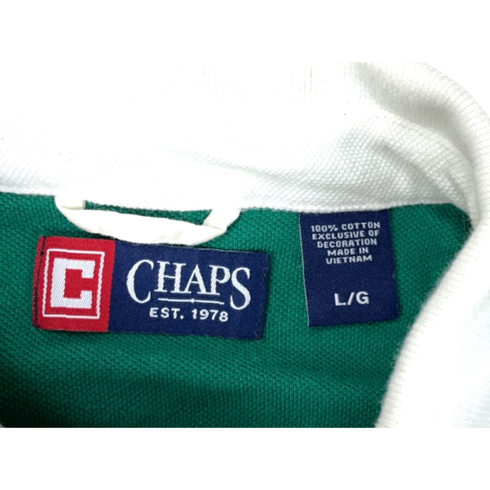 Chaps VTG 90s Chaps Green White Polo Shirt Adult Large Embroidered Crest Emblem Polo Shirt | Chaps Vintage 90s Mens Large Green Embroidered Crest Polo Shirt Size US L / EU 52-54 / 3 - 4 Thumbnail