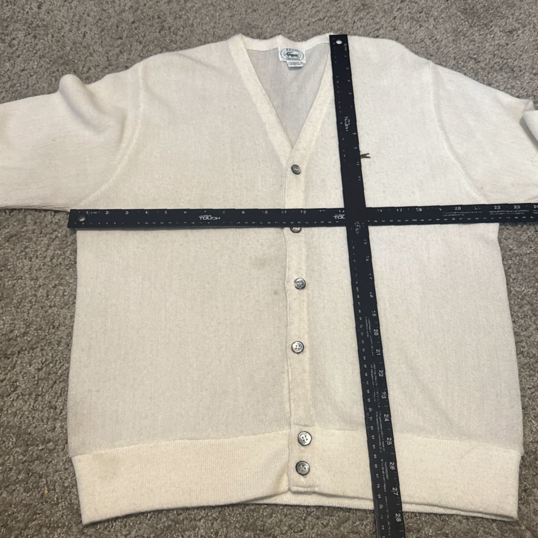 Lacoste VINTAGE 70s Izod Lacoste White Acrylic Knit Cardigan Sweater Large Mens Cardigan Knit White Lacoste 70s Izod Large Mens Size US L / EU 52-54 / 3 - 7 Thumbnail