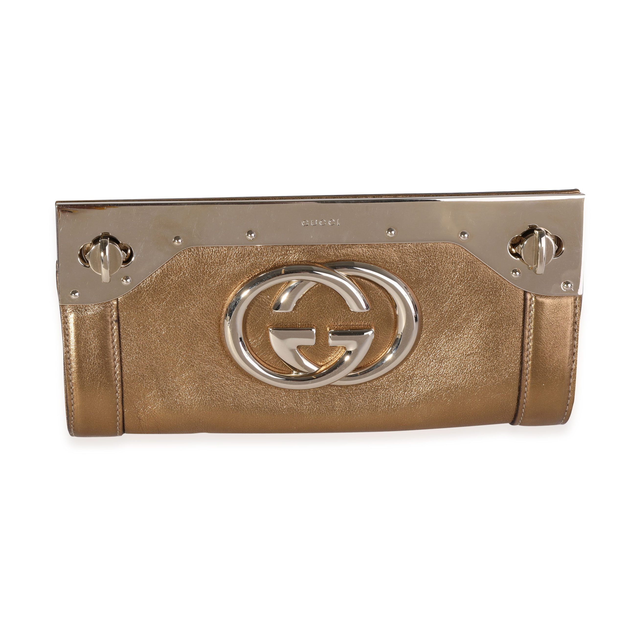 Gucci Gold Metallic Leather Starlight Clutch