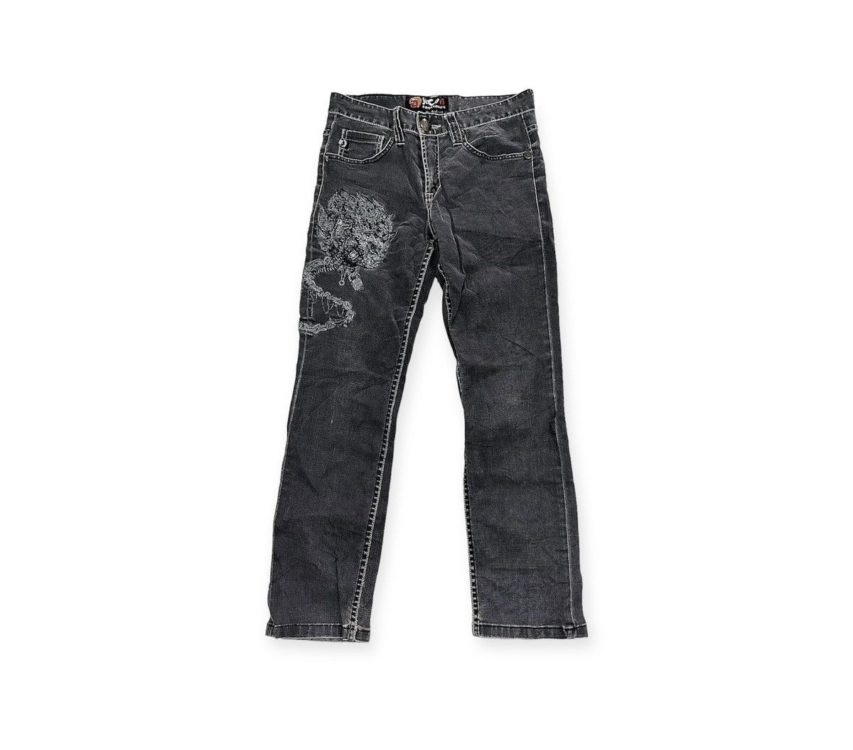 Jizo by Nippon Blue Skulls Embroidery Sukajan Jeans
