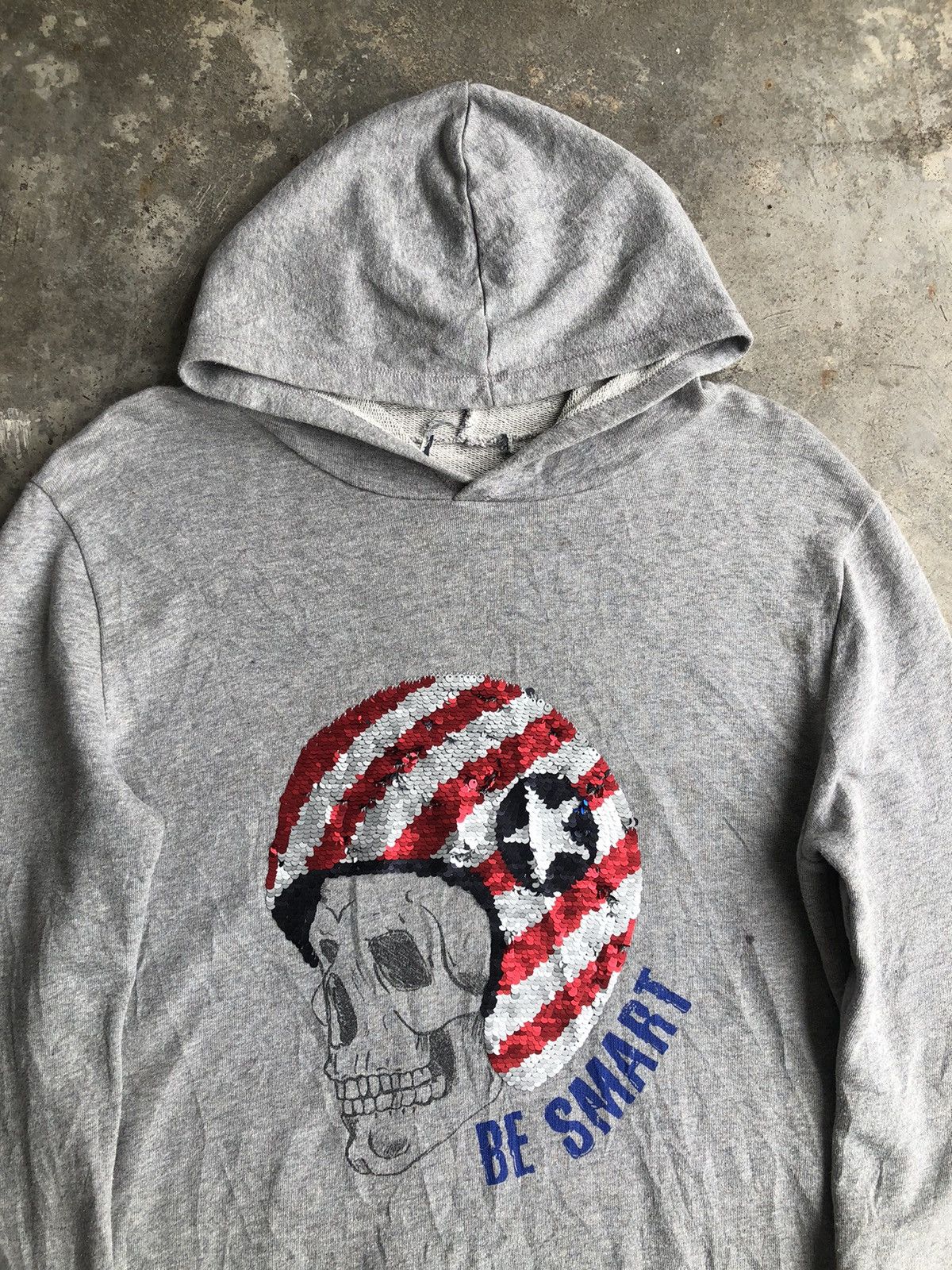 If Six Was Nine × Japanese Brand × Vintage Vintage Skull Wearing American Helmet Sequins Hoodie Size US M / EU 48-50 / 2 - 3 Thumbnail