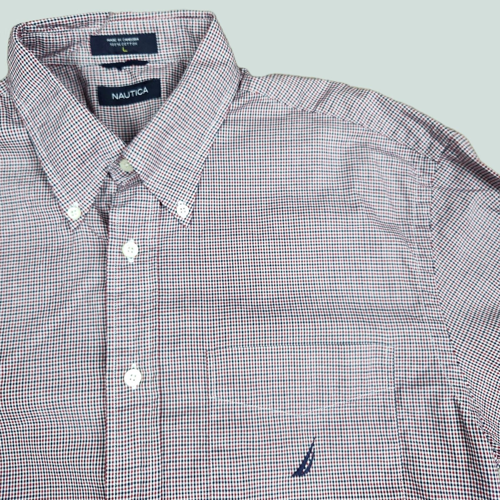 Nautica Nautica Button Front Shirt Mens Large Multicolor Check Short Sleeve Casual Size US L / EU 52-54 / 3 - 1 Thumbnail