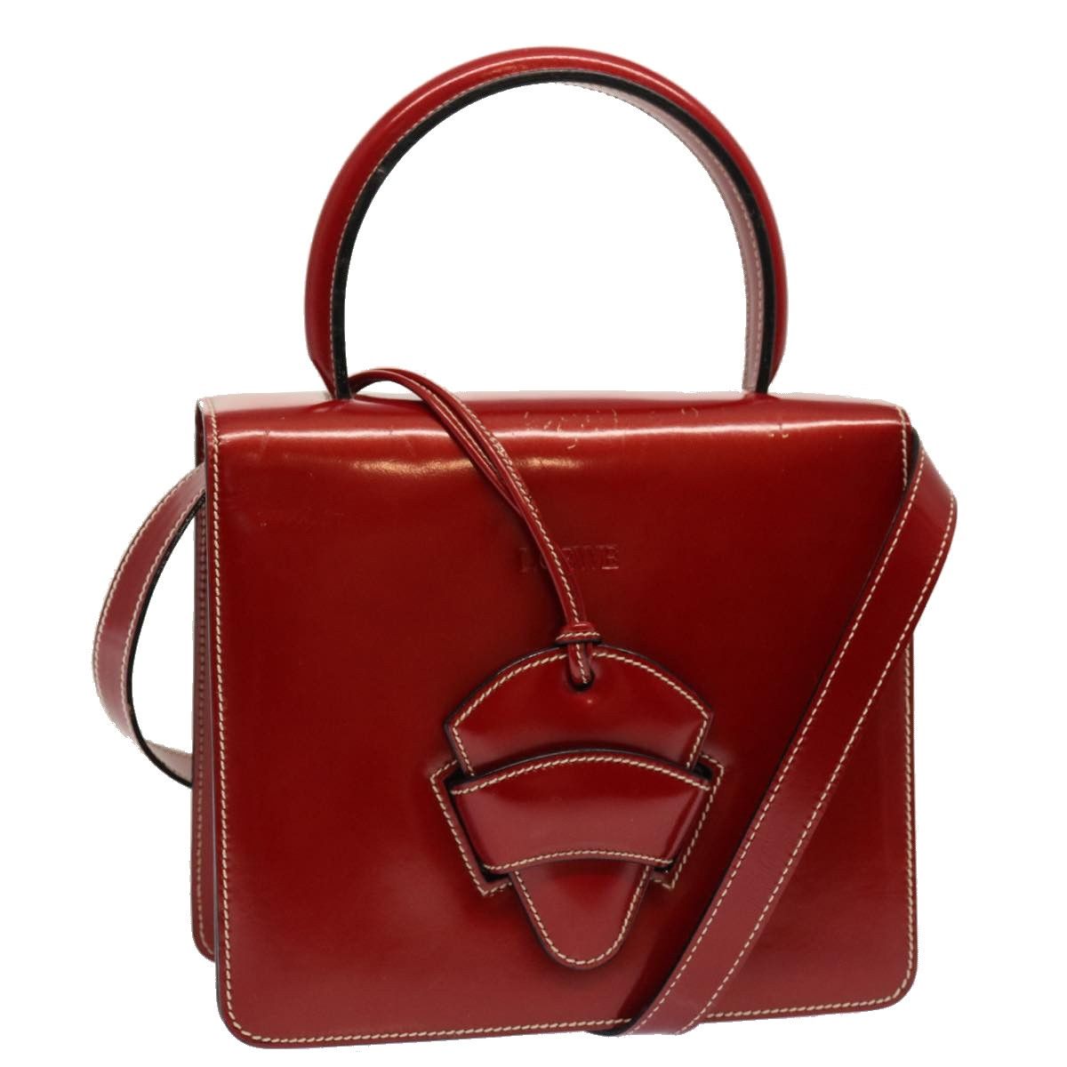 image of Loewe Hand Bag Patent Leather 2Way Red Auth 69418, Women's