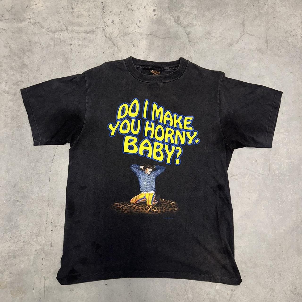 image of Made In USA x Vintage Austin Power “Do I Make You Hny Baby?” Shirt in Black, Men's (Size Large)