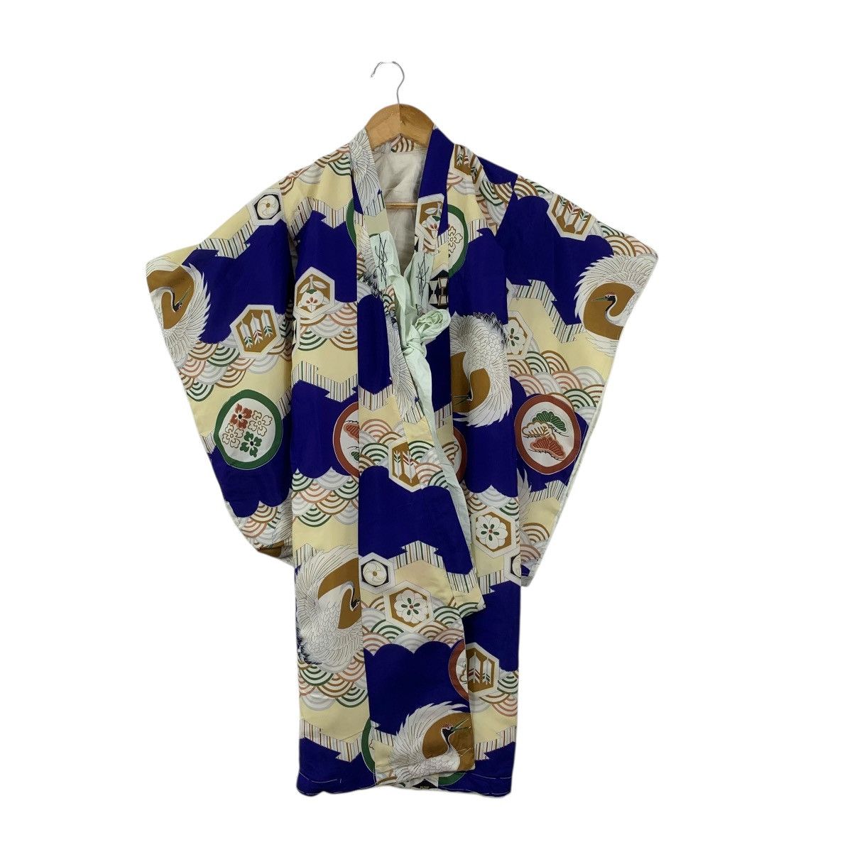 Vintage Vintage 70s KIMONO JAPAN SEIGAIHA Crane Traditional Geisha Size S / US 4 / IT 40 - 4 Thumbnail