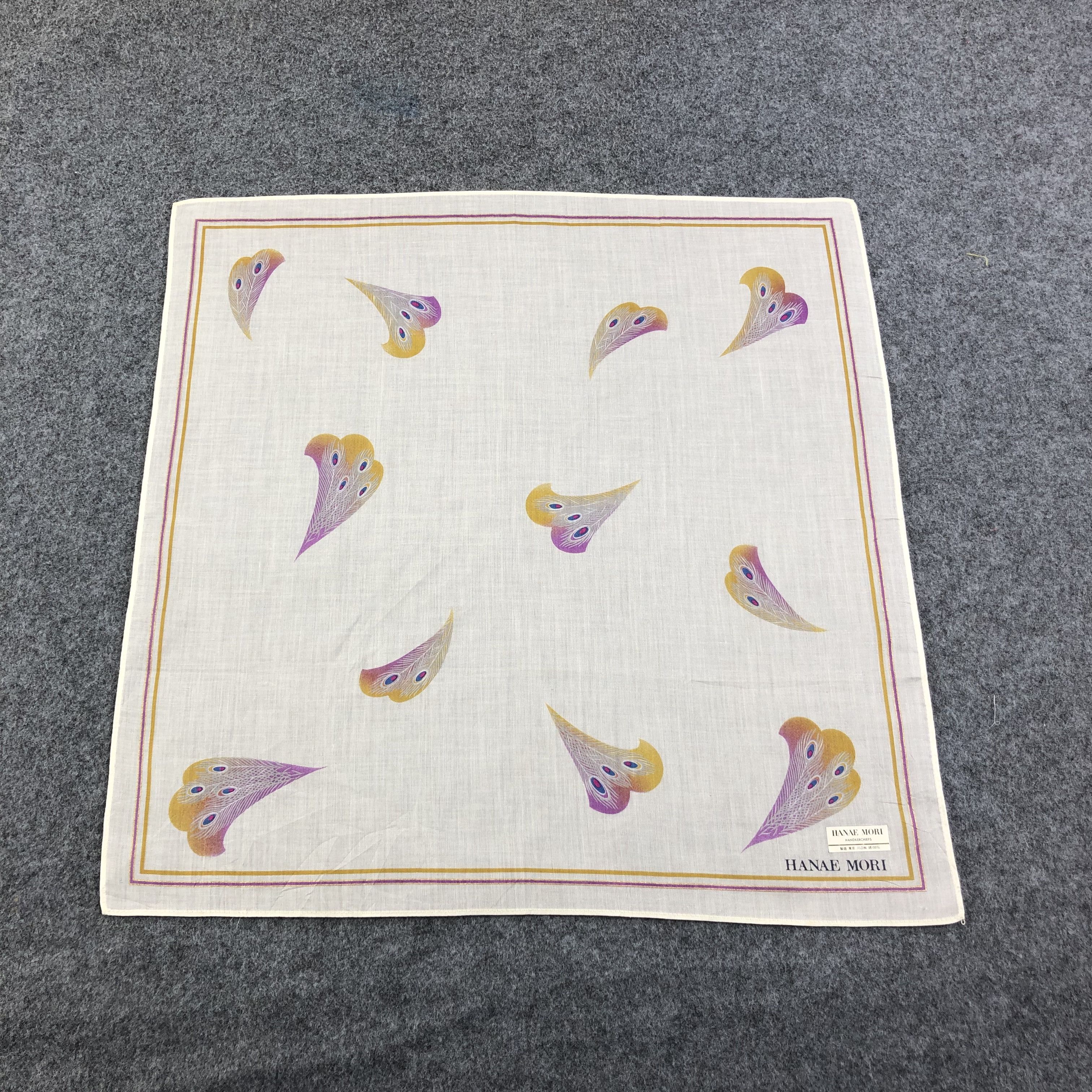 Hanae Mori × Vintage Hanae Mori Feather Handkerchief Neckerchief Bandana H2236 Size ONE SIZE - 2 Thumbnail