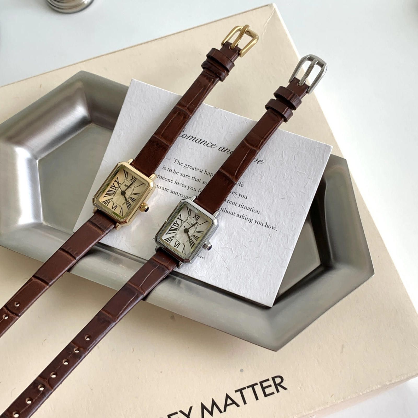 Jewelry Leather Strap Square Face Wristwatch, Classic Style Size ONE SIZE - 8 Thumbnail