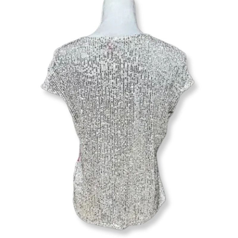 Vince Camuto Vince Camuto Sequin Blouse V Neck Metallic Silver Womens NWT Size S / US 4 / IT 40 - 5 Thumbnail