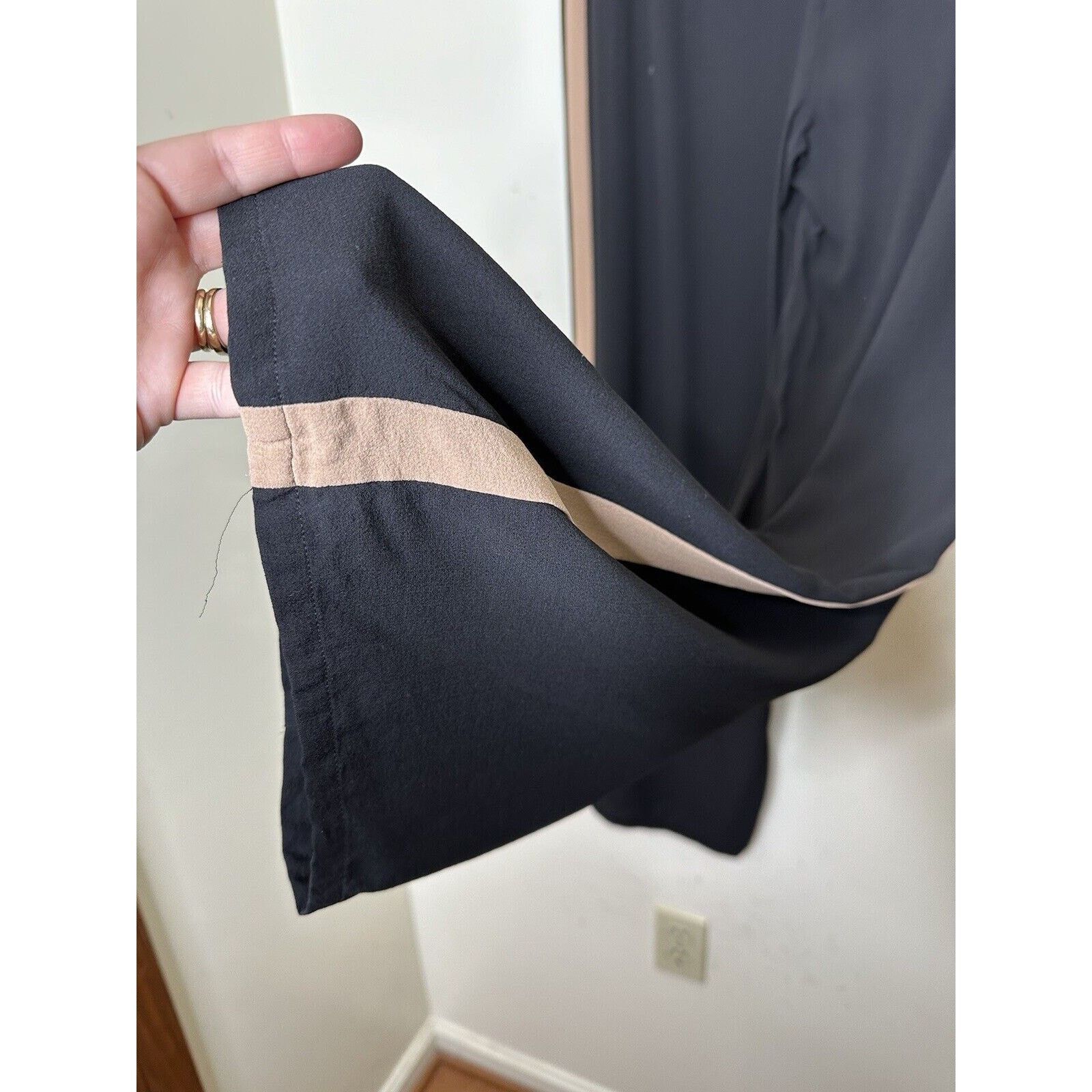 Eileen Fisher EILEEN FISHER Sz 12 Black Silk Georgette Crepe Stripe Pants Size 34" / US 12 / IT 48 - 5 Thumbnail