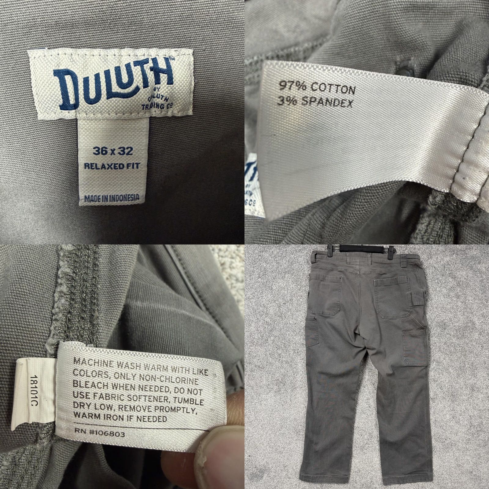 Duluth Trading Company Duluth Flex Fire Hose Gray Canvas Workwear Pants Mens 36x30 Carpenter Relaxed Fit Flat Front Straight Leg Cargo Pocket Zip Button Denim-like Material Size US 36 / EU 52 - 8 Thumbnail