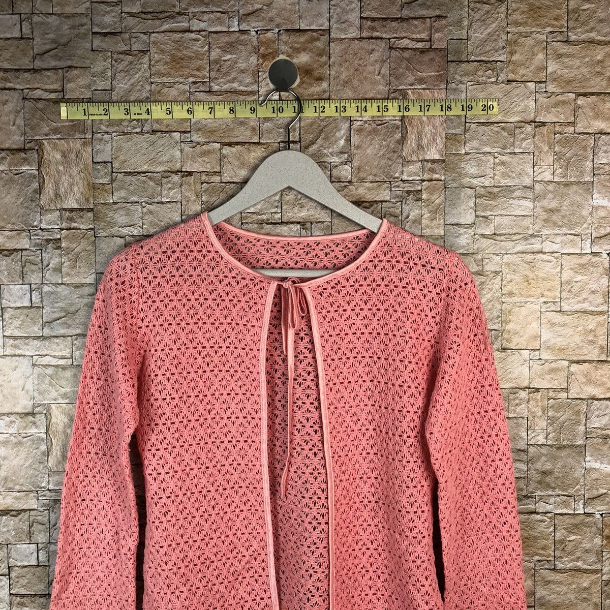 Homespun Knitwear × Japanese Brand Japanese Brand Pink cardigan crochet meshnet Knitwear #A1227 Size S / US 4 / IT 40 - 2 Thumbnail