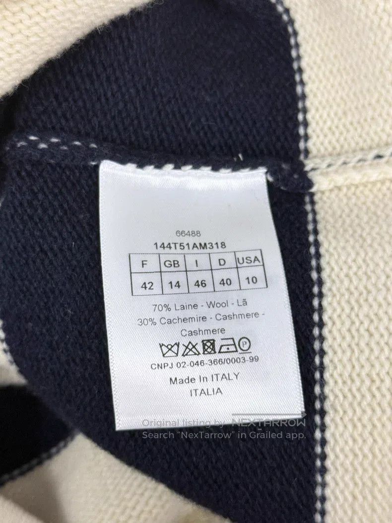 Dior Dior Blue and white colour-blocked striped navy collar kni Size M / US 6-8 / IT 42-44 - 5 Thumbnail