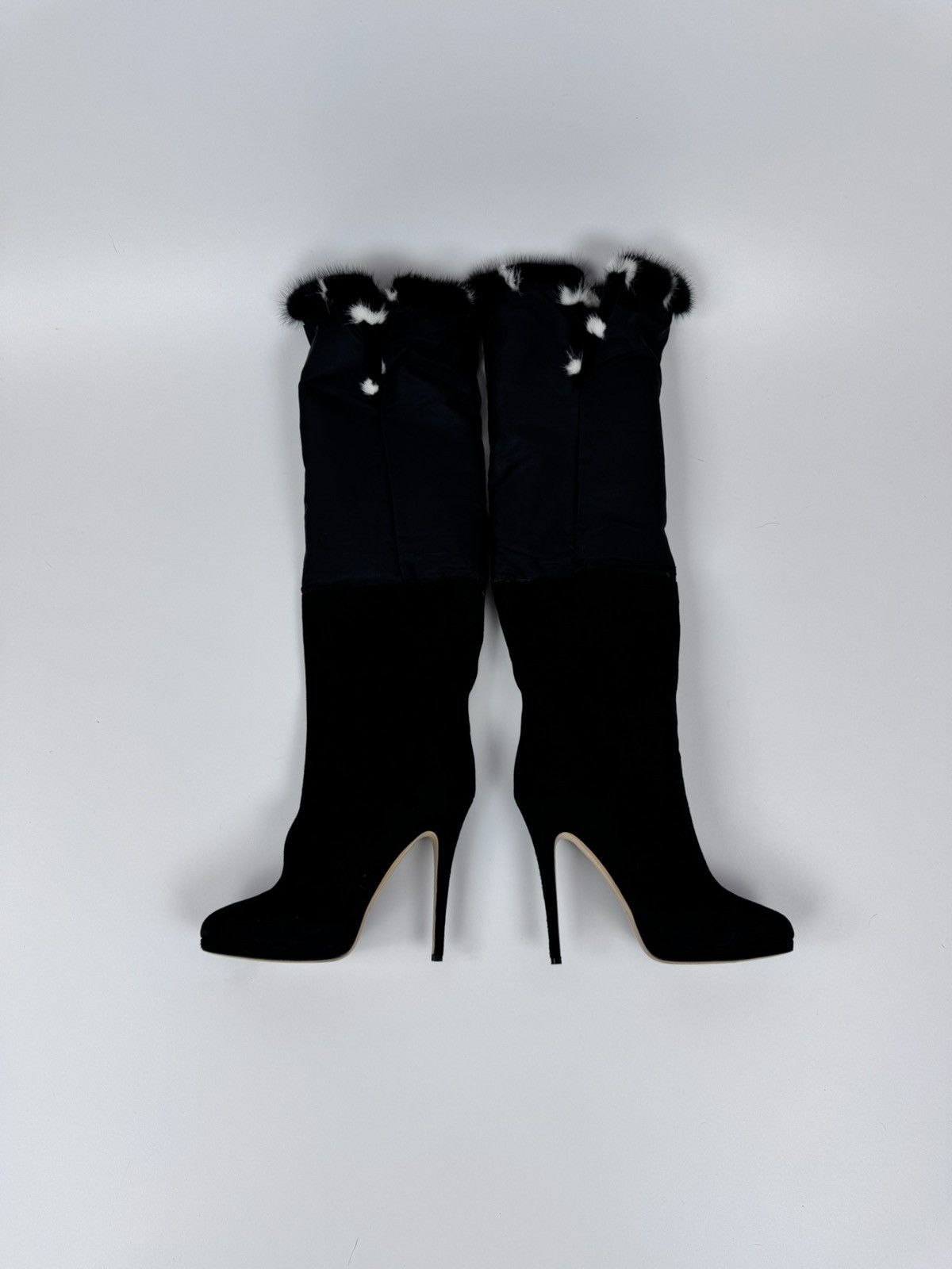 Casedei CASADEI Grey Fur Mid Calf Boots Stiletto Heels Avant Garde Size US 10 / IT 40 - 13 Thumbnail