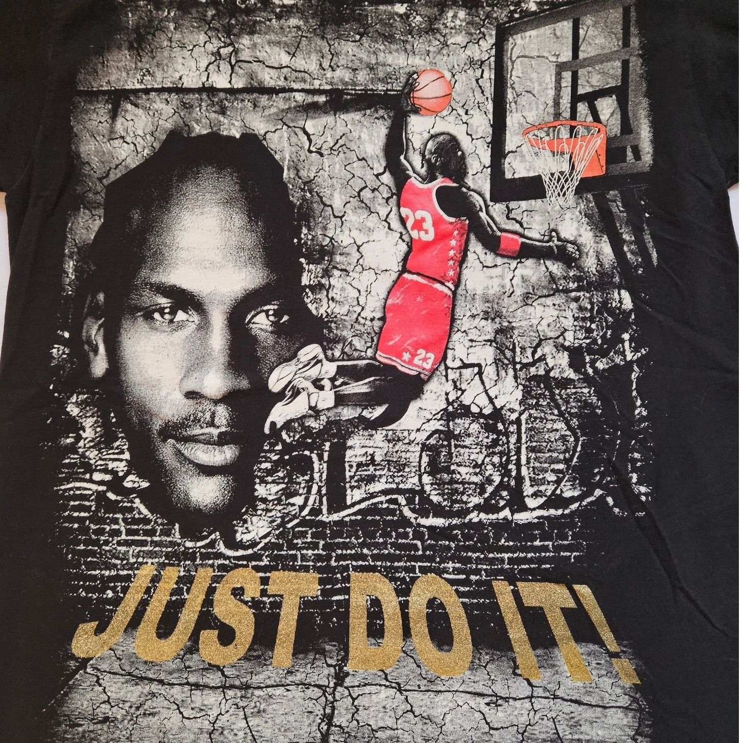 Vintage 90s Vtg Michael Jordan Chicago Bulls Black Tshirt Just Do It Size US XL / EU 56 / 4 - 3 Thumbnail
