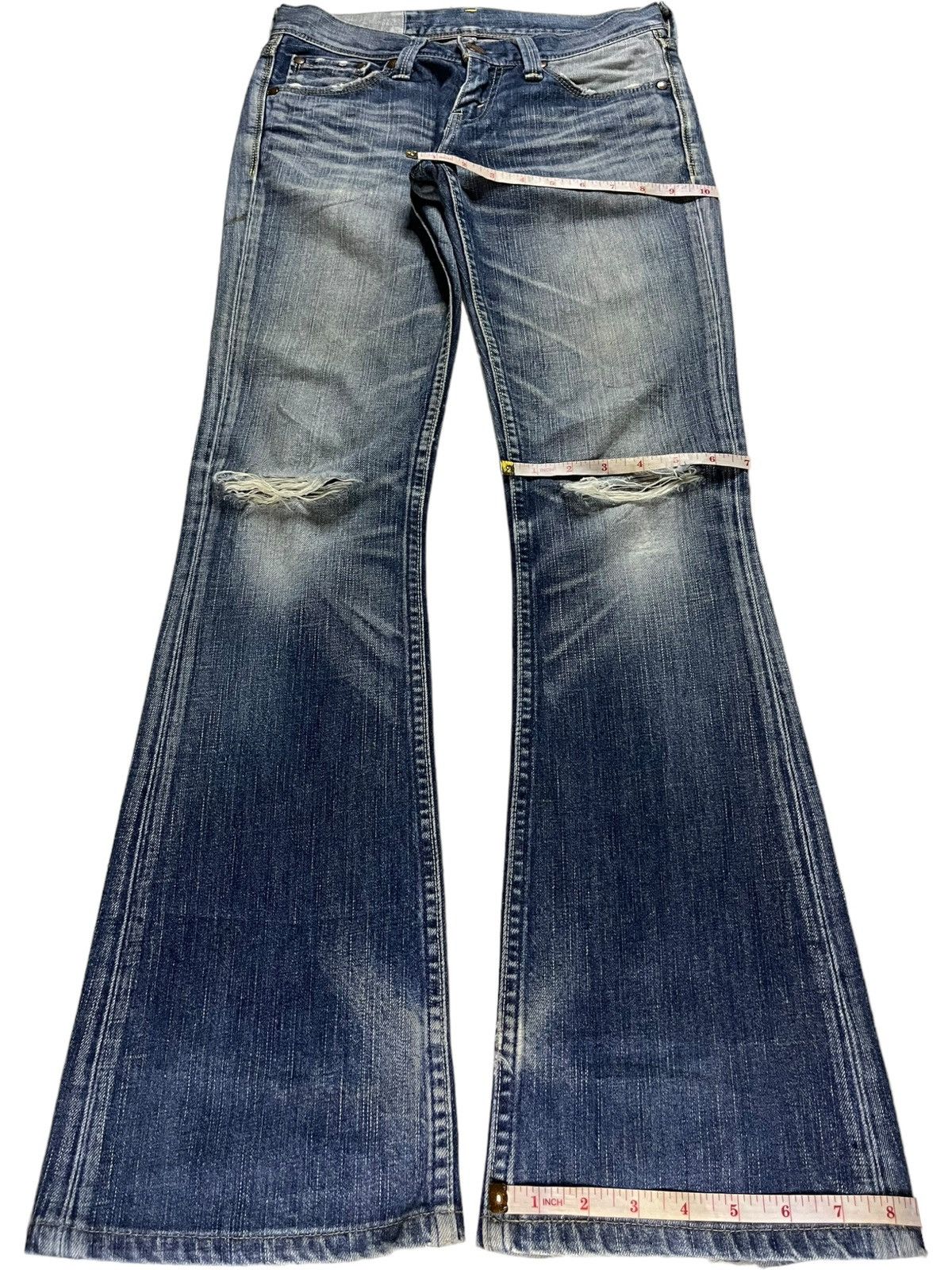 Vintage 90s Levis Star Faded Wash Distressed Flare Jeans