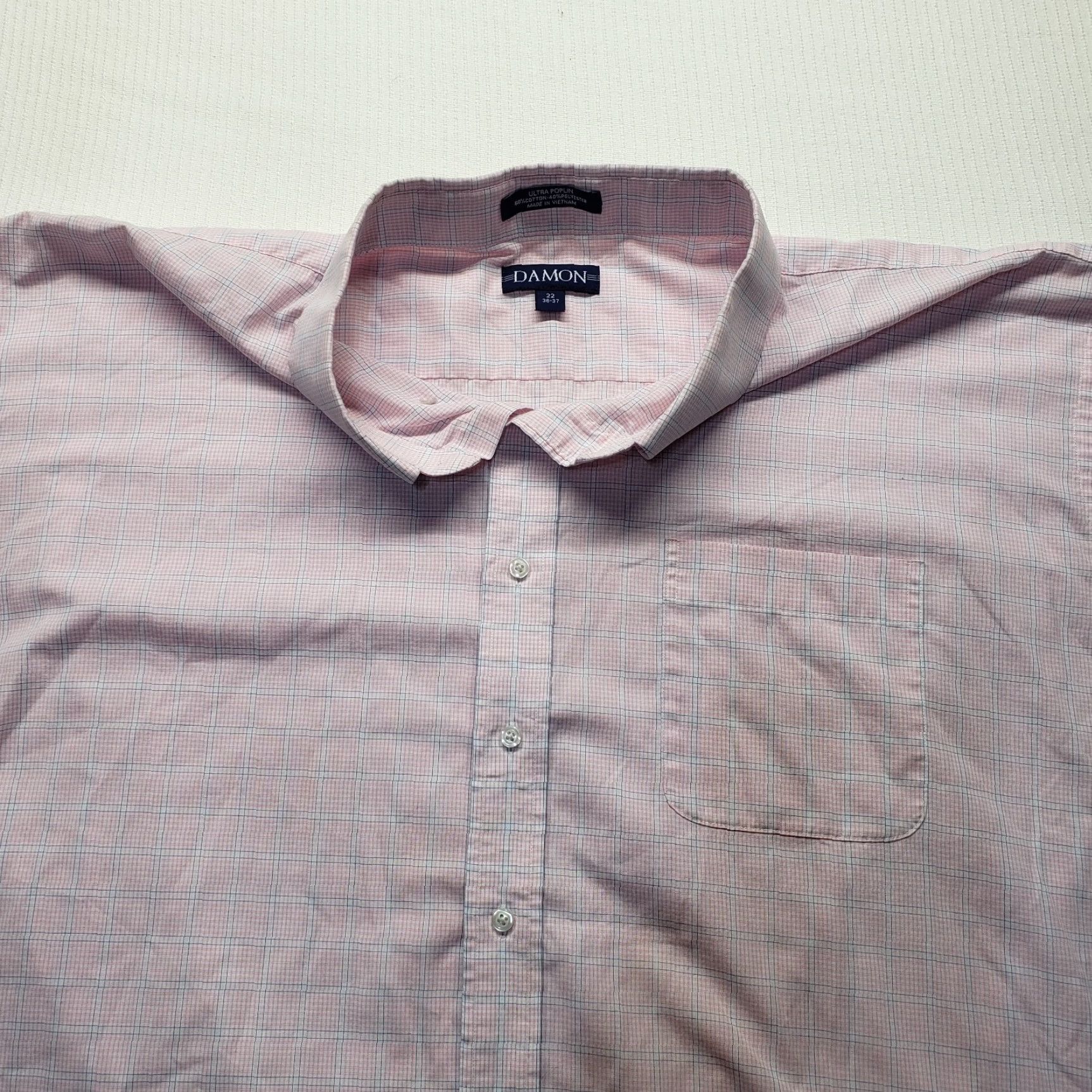 Pinko Damon Shirt Button-Up Long Sleeve Check Pink Adult Men 22 36-37 Big & Tall Collared Spread Casual Poplin Cotton Polyester Mens Size US XXL / EU 58 / 5 - 2 Thumbnail