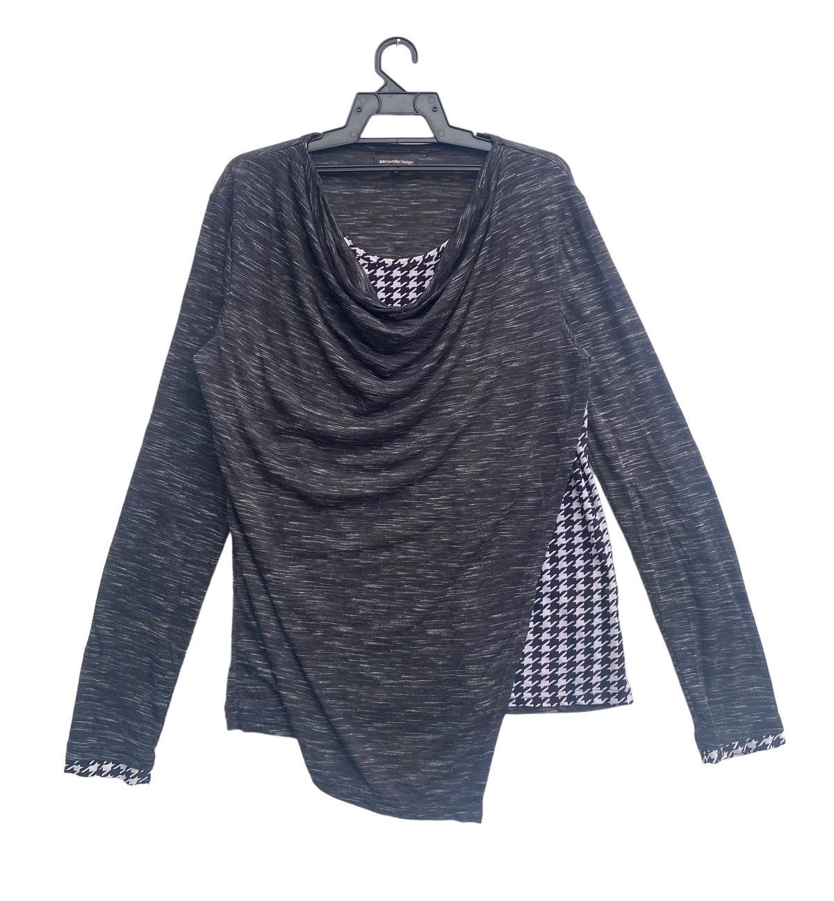 Rare Semantic Design japan double layer drape cut shirt