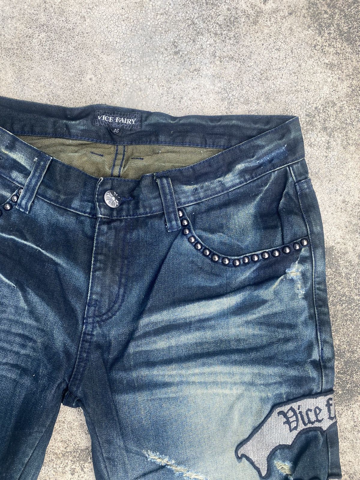 If Six Was Nine × Japanese Brand Flare Jeans Vice Fairy Clawmark Patches Studded Size US 32 / EU 48 - 9 Thumbnail