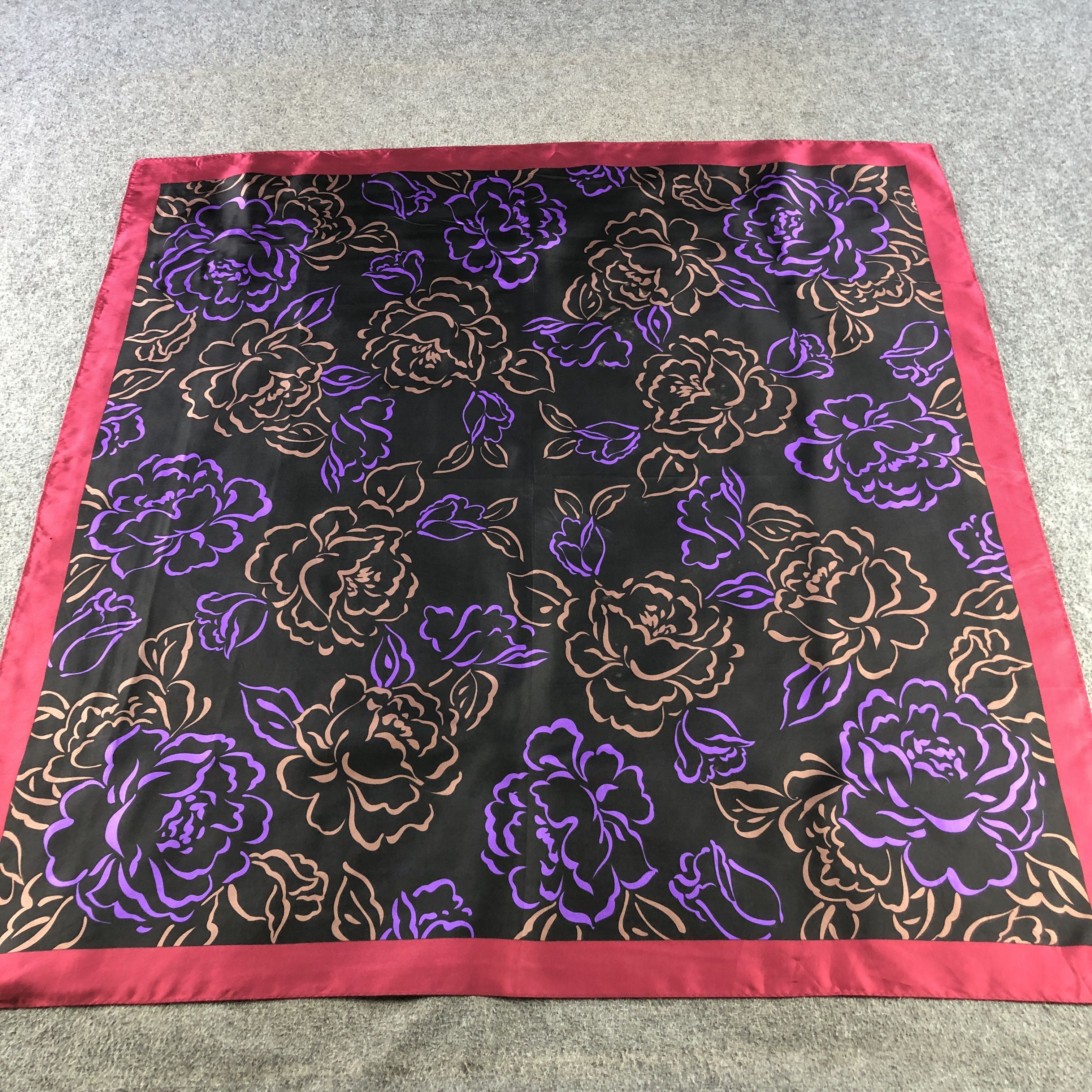 Vintage Vintage Luxury Floral Silk Scarf M1309 Size ONE SIZE - 2 Thumbnail