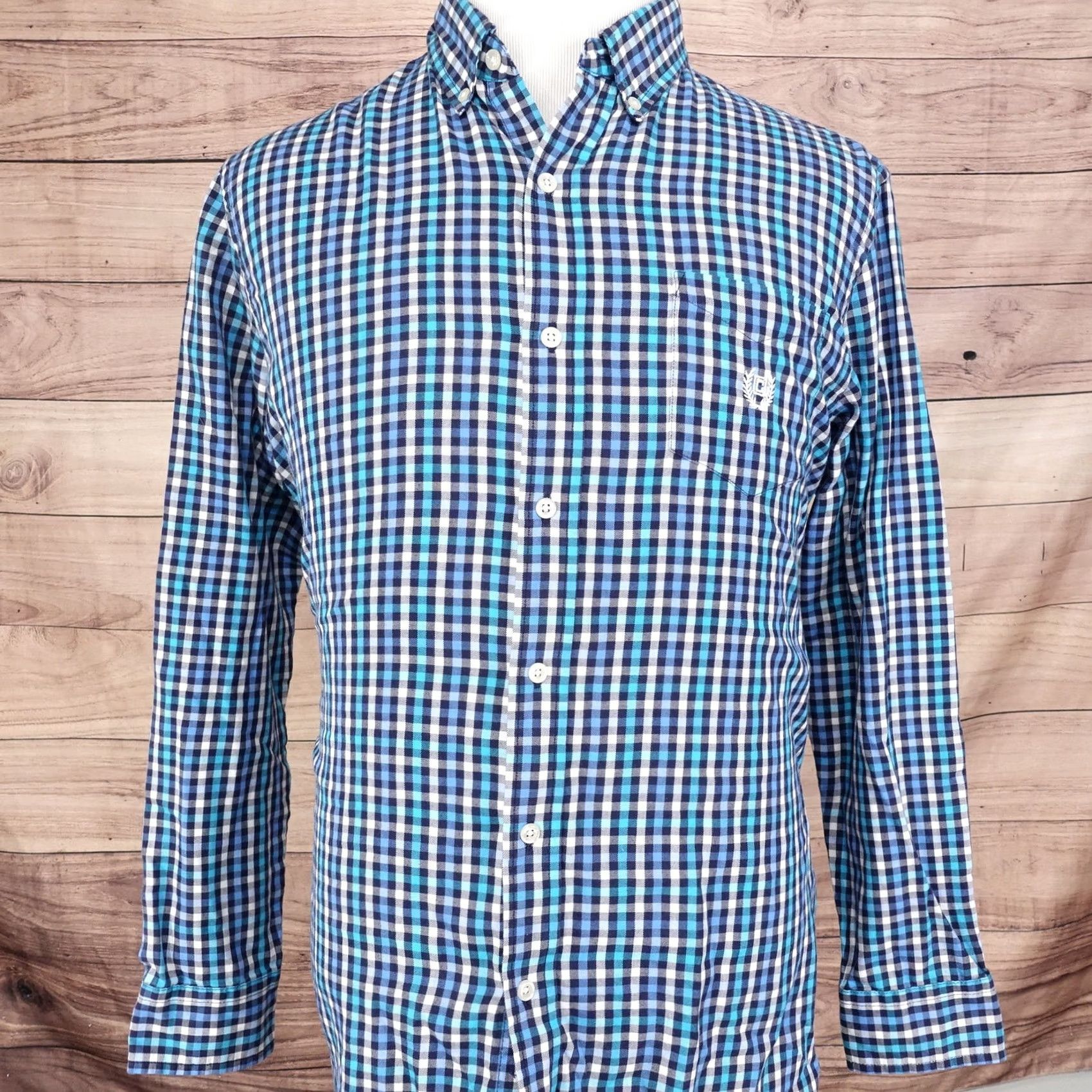 Chaps CHAPS PERFORMANCE BLUE GINGHAM CHECK BUTTON DOWN SHIRT MENS SIZE L LARGE Size US L / EU 52-54 / 3 - 3 Thumbnail