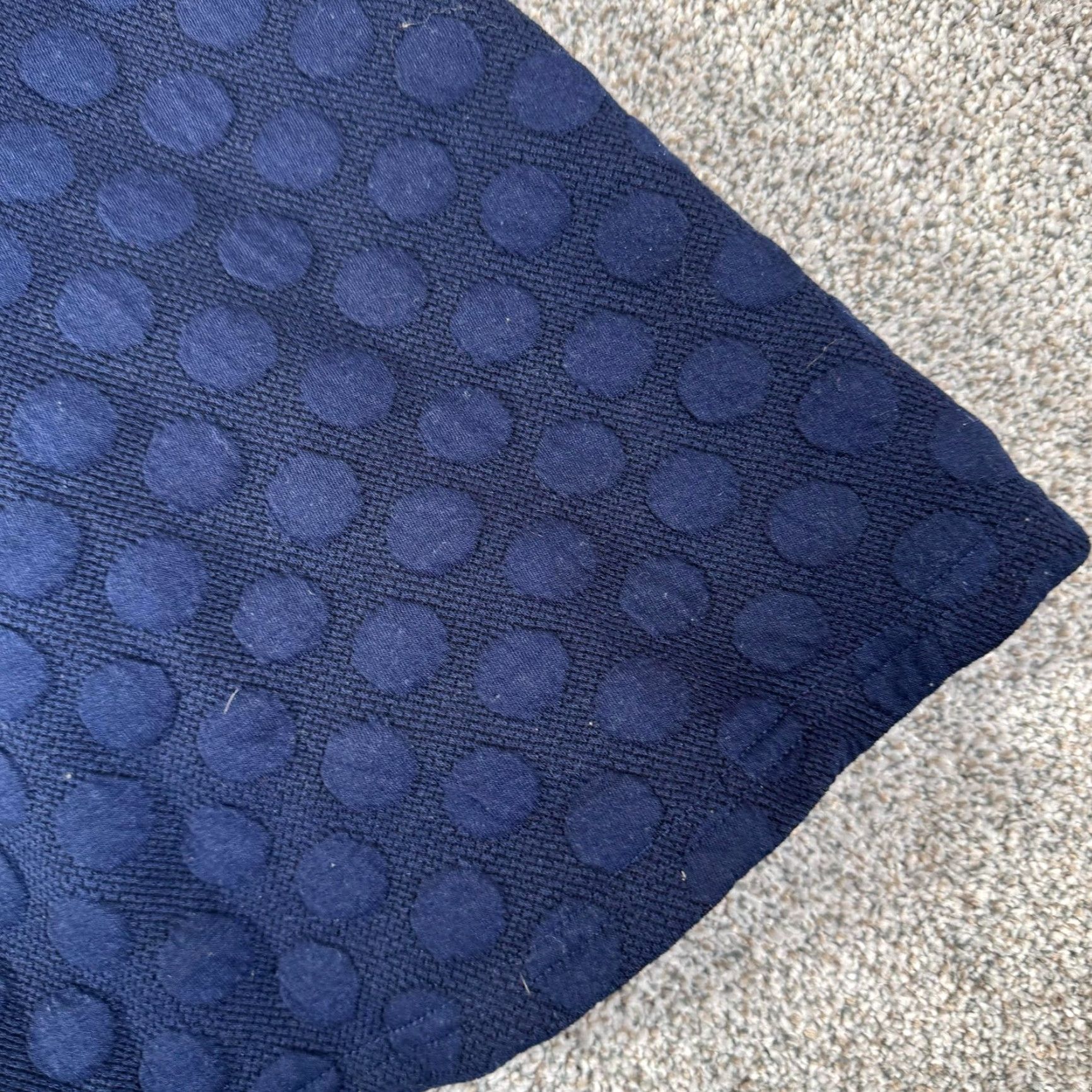 Vintage JOA Skirt Size Medium Skater Polka Dot Classic Modest Textured Chic Retro Twee Skirt Long Womens M Blue Polyester Spandex Size 32" / US 10 / IT 46 - 7 Thumbnail