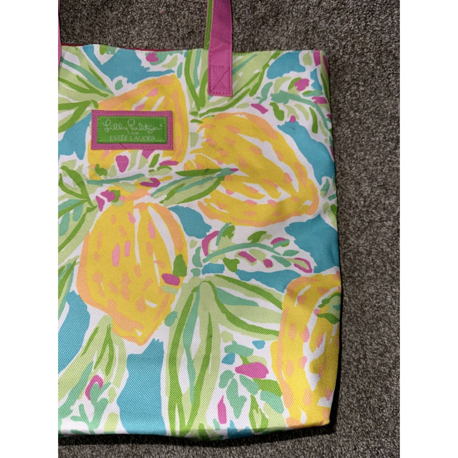 Lilly Pulitzer Lilly Pulitzer Tote Estee Lauder Canvas Lemon Beach Pink Multicolor Tote Woman Medium 15 in 16 in Open Closure Size ONE SIZE - 3 Thumbnail