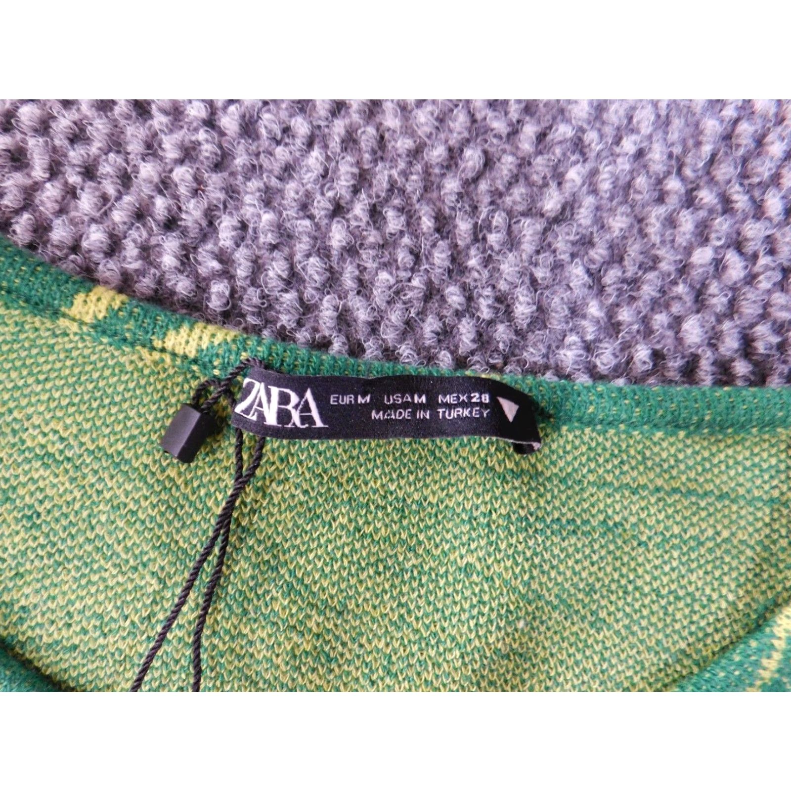 Zara Zara Dress Women Geometric Day Party Casual A-Line Knee Length Green Polyester Crew Neck Zip Raglan Sleeve Stretch Medium M Regular Velvet? Size M / US 6-8 / IT 42-44 - 3 Thumbnail