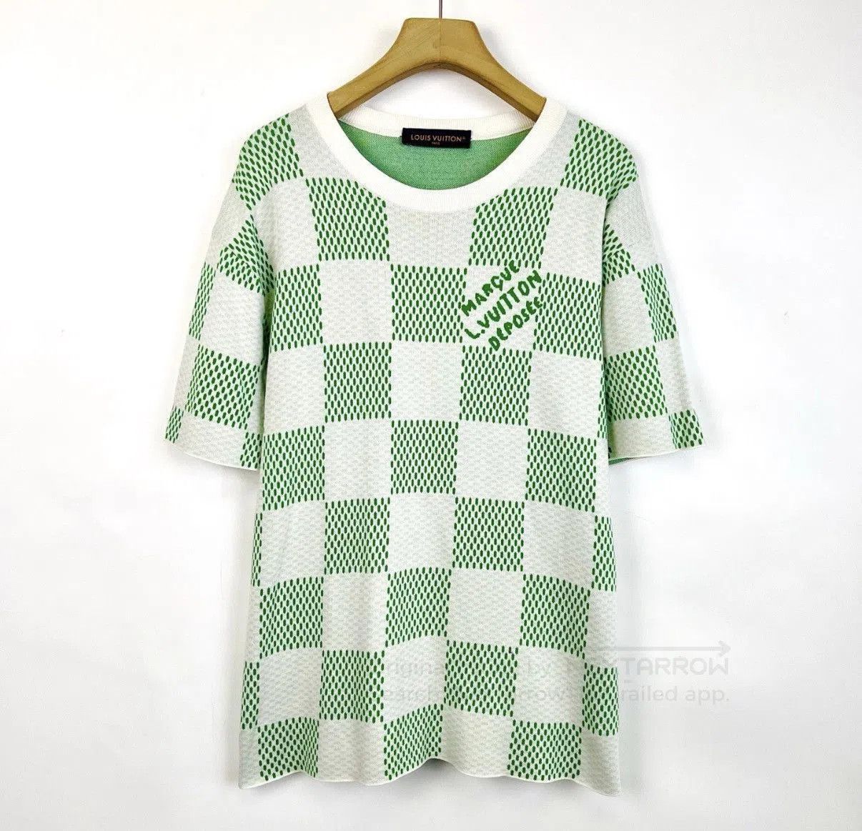 Louis Vuitton Green Checkered Short Sleeve Knit Top XL. Size US XL / EU 56 / 4 - 1 Thumbnail