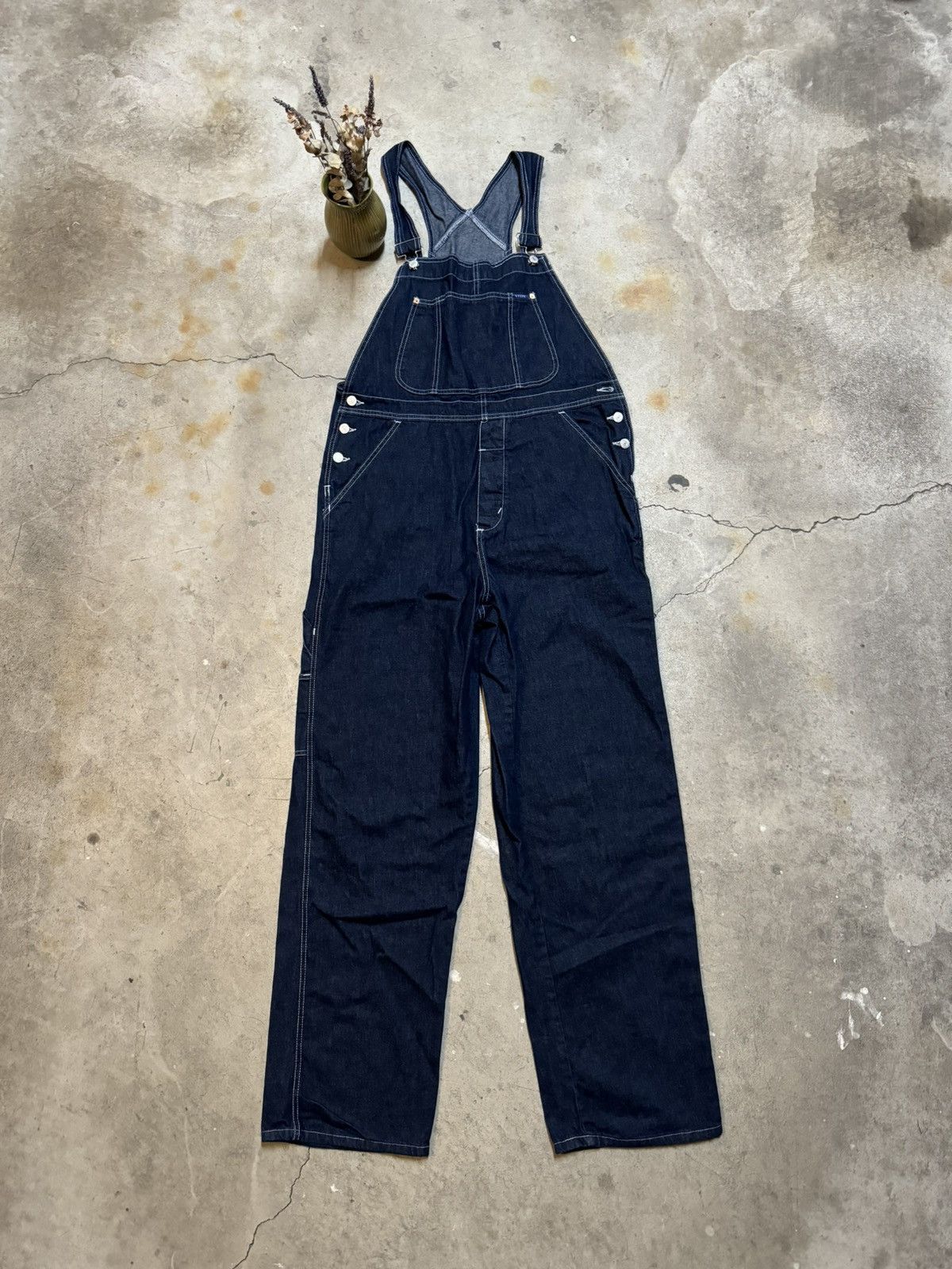 Guess × Vintage Vintage Guess Wide Leg Denim Overalls Size Large Dark Indigo Size US 36 / EU 52 - 2 Thumbnail