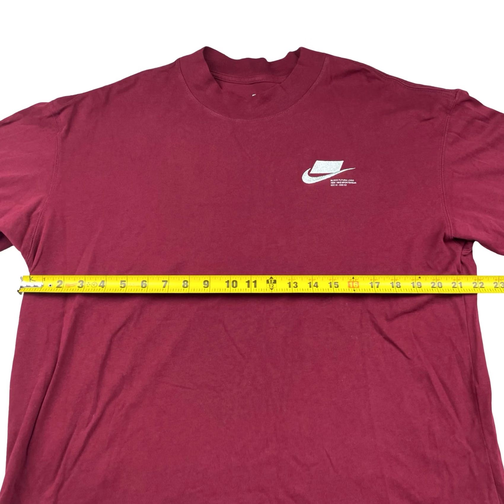 Nike Nike Men's Block Futura T-Shirt Burgundy 100% Cotton L/S Mock Neck Long Sleeve Large DP4114-638 Size US L / EU 52-54 / 3 - 8 Thumbnail