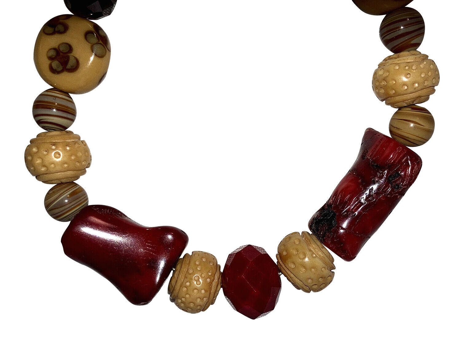 Designer Cat Bone Crystal Glass and Red Coral Bead Necklace Earring Size ONE SIZE - 4 Thumbnail