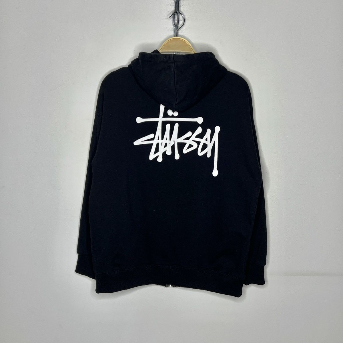 Streetwear × Stussy Stussy Zip Up Hoodie Sweatshirt Hooded Big 